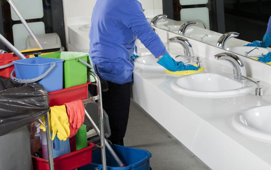 Bathroom cleaning of office